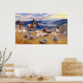 チャールズ・M・ラッセルのループとスウィフトの馬(1916年) ポスター (キッチン)