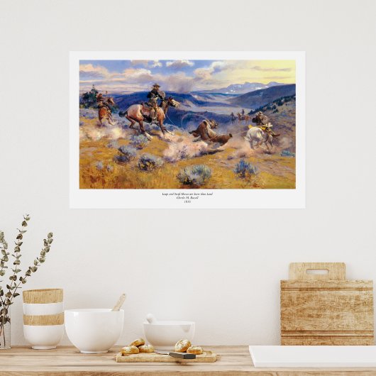 チャールズ・M・ラッセルのループとスウィフトの馬（1916年） ポスター (キッチン)