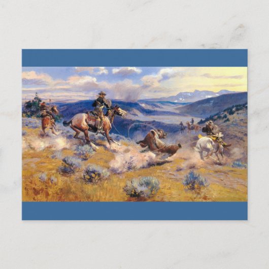 チャールズ・M・ラッセルのループとスウィフトの馬(1916年) ポストカード (正面)