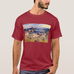 チャールズ・M・ラッセルのループとスウィフトの馬(1916年) Tシャツ