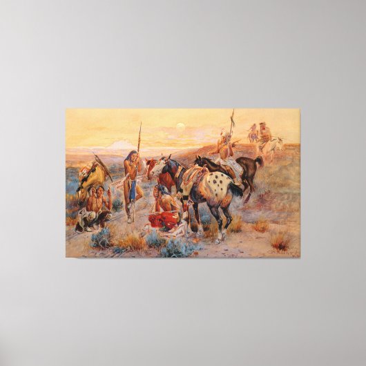 チャールズ・M・ラッセルの最初のワゴントラック(1908年) キャンバスプリント (正面)