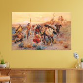 チャールズ・M・ラッセルの最初のワゴントラック(1908年) キャンバスプリント (インサイチュ (リビング))