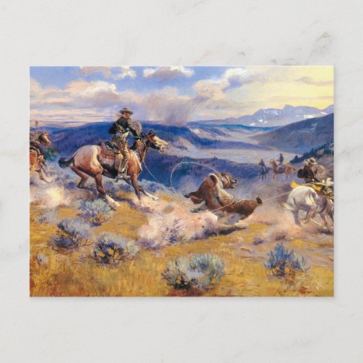 チャールズ・M・ラッセルの『ループス・アンド・スウィフト・ホース』（1916） ポストカード (正面)