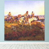 チャールズ・M・ラッセルの「白人が赤に変わる時」 キャンバスプリント (インサイチュ (ウッドフロア))