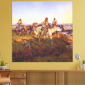 チャールズ・M・ラッセルの「白人が赤に変わる時」 キャンバスプリント (インサイチュ (リビング))