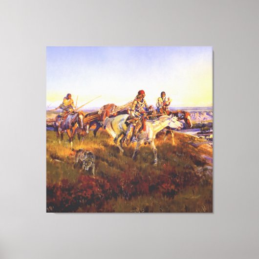 チャールズ・M・ラッセルの「白人が赤に変わる時」 キャンバスプリント (正面)