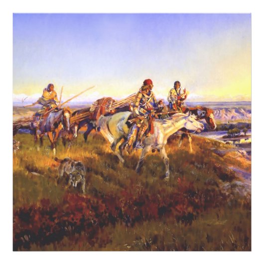 チャールズ・M・ラッセルの「白人が赤に変わる時」 フォトプリント (正面)