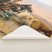 チャールズ・M・ラッセルの「群れを抜ける者」西部芸術 シェルパブランケット (3/4)