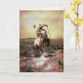 チャールズ·M·ラッセルズのグリーティン絵画グカード カード (黄色い花)