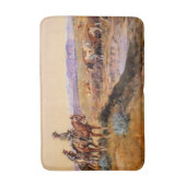 チャールズ・M・ラッセル「やり直し」ウェスタンアート バスマット (正面縦)