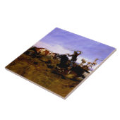 チャールズ・M・ラッセル「カウボーイズ・ローピング・ア・ステア」 タイル (側面)