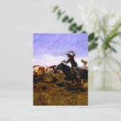 チャールズ・M・ラッセル「カウボーイズ・ローピング・ア・ステア」 ポストカード (スタンド正面)