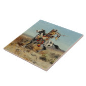 チャールズ・M・ラッセル『ダコタのチーフ』 タイル (側面)