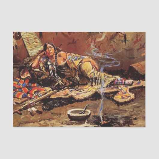 チャールズ·M·ラッセル「待ちと不機嫌」 薄葉紙 (正面)