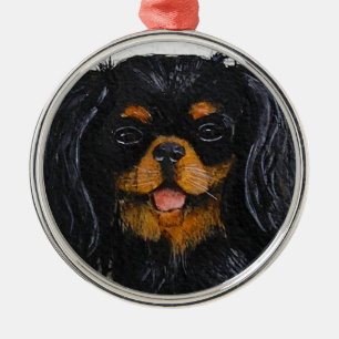 チャールズCavalier Spaniel王の黒および日焼け メタルオーナメント