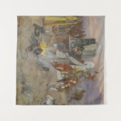 チャールズMラッセル – ブロンクアットカウキャンプ タペストリー (正面(横))