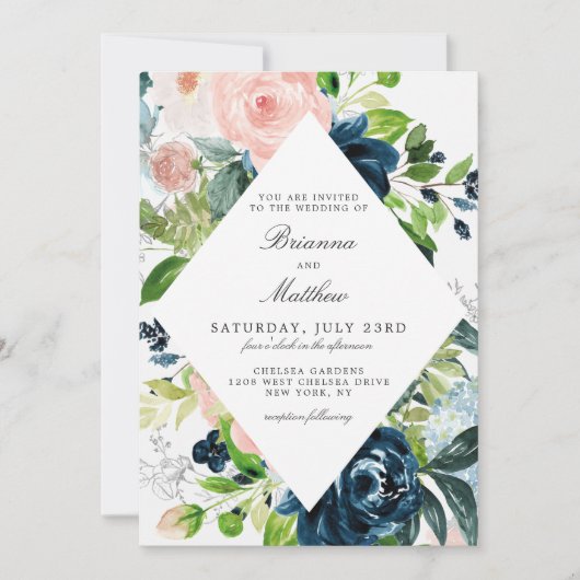 チャールドウォーター色フローラ結婚式招待状 招待状 (正面)