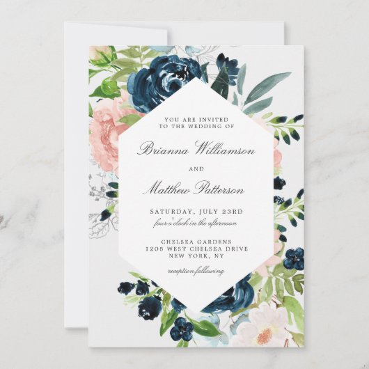 チャールドウォーター色フローラ結婚式招待状 招待状 (正面)