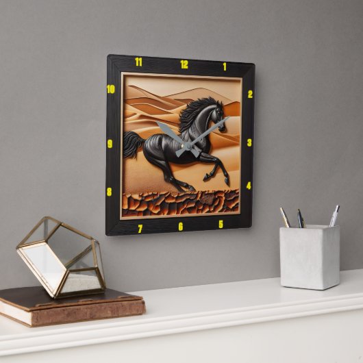 チャールドパーソナライズされたウッドアラビアラグジュアリー スクエア壁時計 (オフィス)