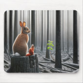 チャーレッドの森の中のウサギとリス マウスパッド (正面)