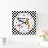 チャーロとチョコレートブエノスディアス – 食フレンドリー品 スクエア壁時計 (ホーム)