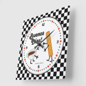 チャーロとチョコレートブエノスディアス – 食フレンドリー品 スクエア壁時計 (傾斜)