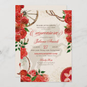 チャーロエレガントレッドロセスウエスタンランチキンセアニェラ 招待状 (正面/裏面)