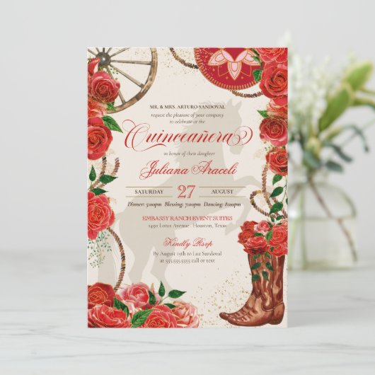チャーロレエレガントッドロセスウエスタンブーツキンセアニェラ 招待状 (スタンド正面)