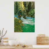 チャー魚釣り笠松城1956 ポスター (キッチン)