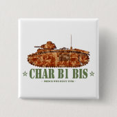チャーB1 bis世界大戦2重フランスの戦車WWII 缶バッジ (正面)