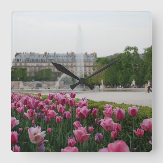 チュイルリーガーデンイン開花 スクエア壁時計 (正面)