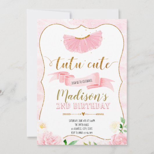 チュウかわいい誕生日パーティの招待状 招待状 (正面)