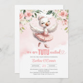 チュウドレスの可愛い小さな白鳥金ゴールドきらめき 招待状 (正面/裏面)