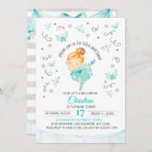 チュチュおよび回転のバレリーナの誕生日の招待状 招待状 (正面/裏面)