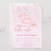 チュチュがとってもかわいいピンクのバレリーナの水彩招待状 招待状 (正面/裏面)