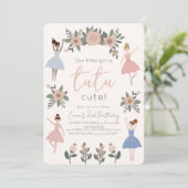 チュチュがとってもキュートなバレリーナの花の女の子の2歳の誕生日 招待状 (スタンド正面)