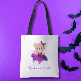 チュチュでキュートにかわいくスプーク!テディベアの魔女バレリーナ トートバッグ