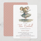 チュチュとってもワクワクねずみバレリーナの女の子のシャワー 招待状 (正面/裏面)
