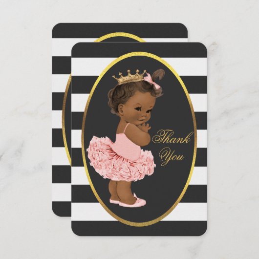チュチュのかわいい民族のプリンセスのストライプは感謝していしています サンキューカード (正面/裏面)