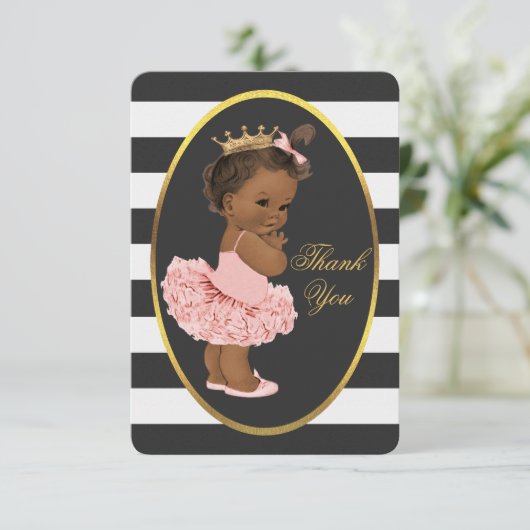 チュチュのかわいい民族のプリンセスのストライプは感謝していしています サンキューカード (スタンド正面)