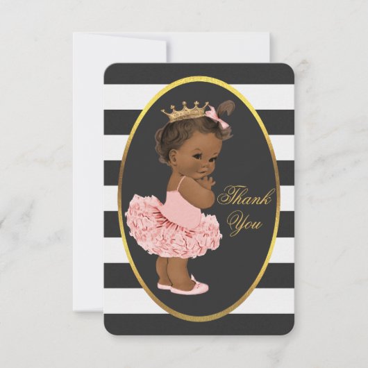 チュチュのかわいい民族のプリンセスのストライプは感謝していしています サンキューカード (正面)