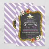 チュチュのかわいい紫色の薄紫のバレエのベビーシャワーの招待 招待状 (正面/裏面)