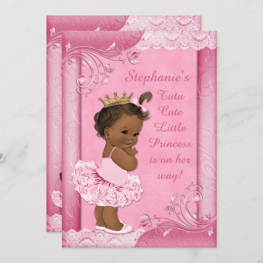チュチュのフェイクなレースのベビーシャワーの民族のプリンセス 招待状 (正面/裏面)