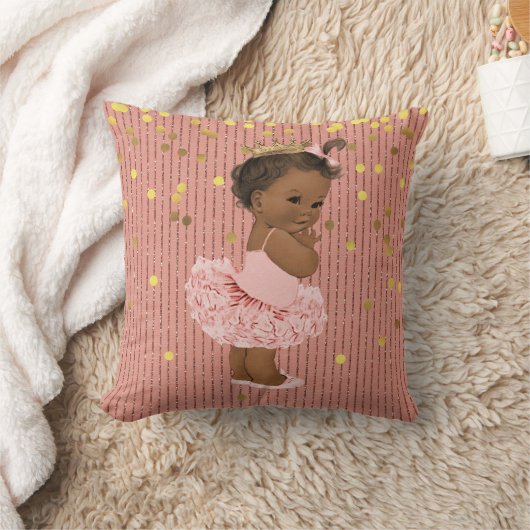 チュチュのフェイクな金ゴールドの紙吹雪のグリッターの民族のプリンセス クッション (ブランケット)