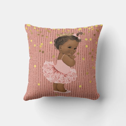 チュチュのフェイクな金ゴールドの紙吹雪のグリッターの民族のプリンセス クッション (裏面)