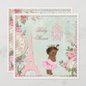 チュチュのベビーシャワーのパリのシックな民族のプリンセス 招待状 (正面/裏面)