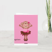 チュチュの女の子のかわいい、ピンク猿は感謝していしています サンキューカード (裏面)