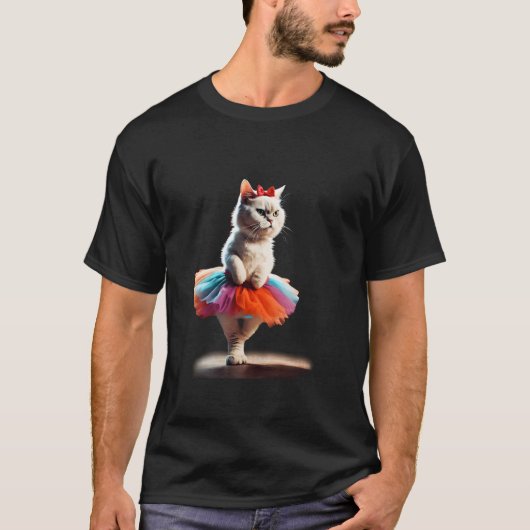 チュチュを着けたバレエ子猫 Tシャツ (正面)
