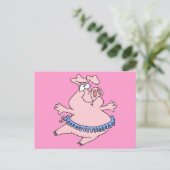 チュチュー豚の可愛いバレエのバレリーナ ポストカード (スタンド正面)