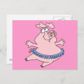 チュチュー豚の可愛いバレエのバレリーナ ポストカード (正面/裏面)